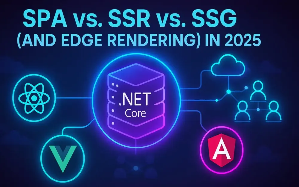 SPA vs. SSR vs. SSG (and Edge Rendering) in 2025: How .NET Backends Power Modern React, Vue, and Angular